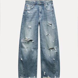 TRF MID WAIST BAGGY BALLOON RIPPED JEANS 27 (US 4)